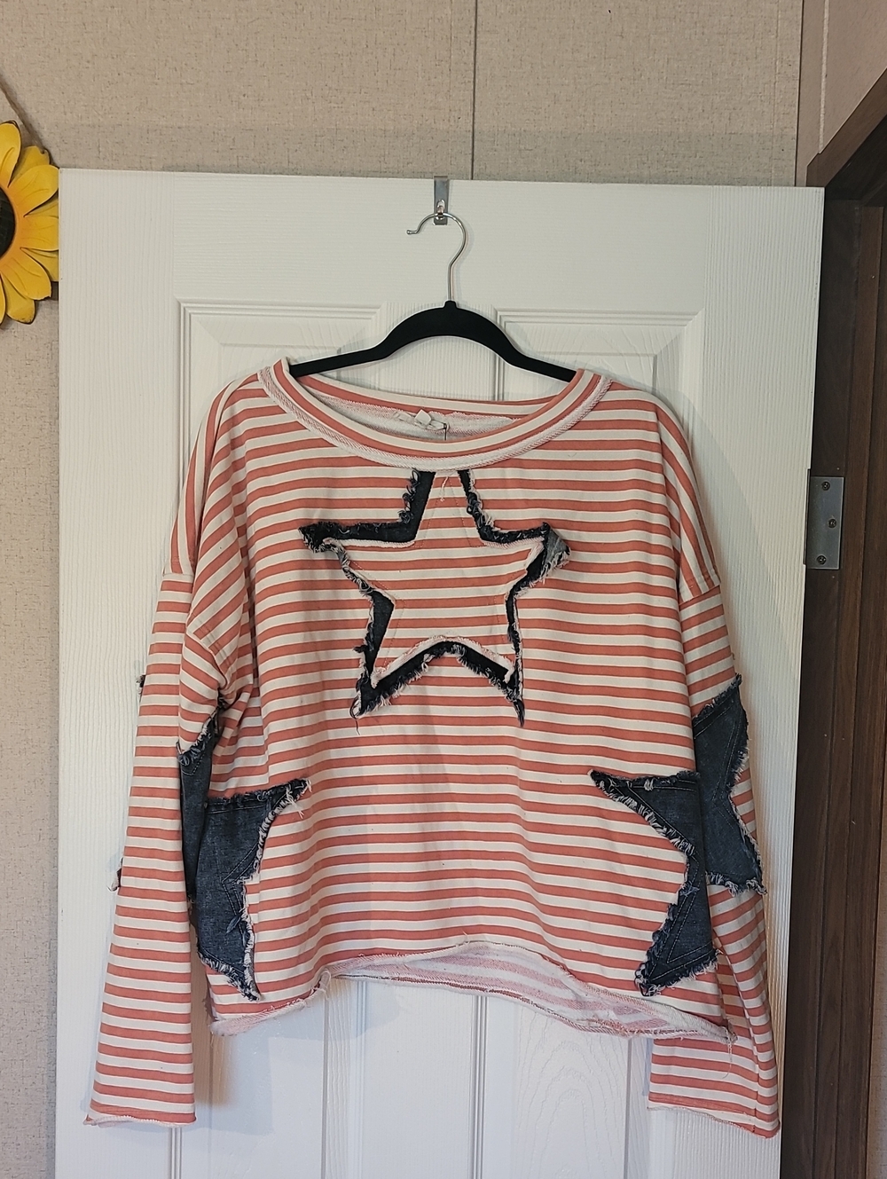 Oli & Hali Stripe Star Patch Long-Sleeve Top